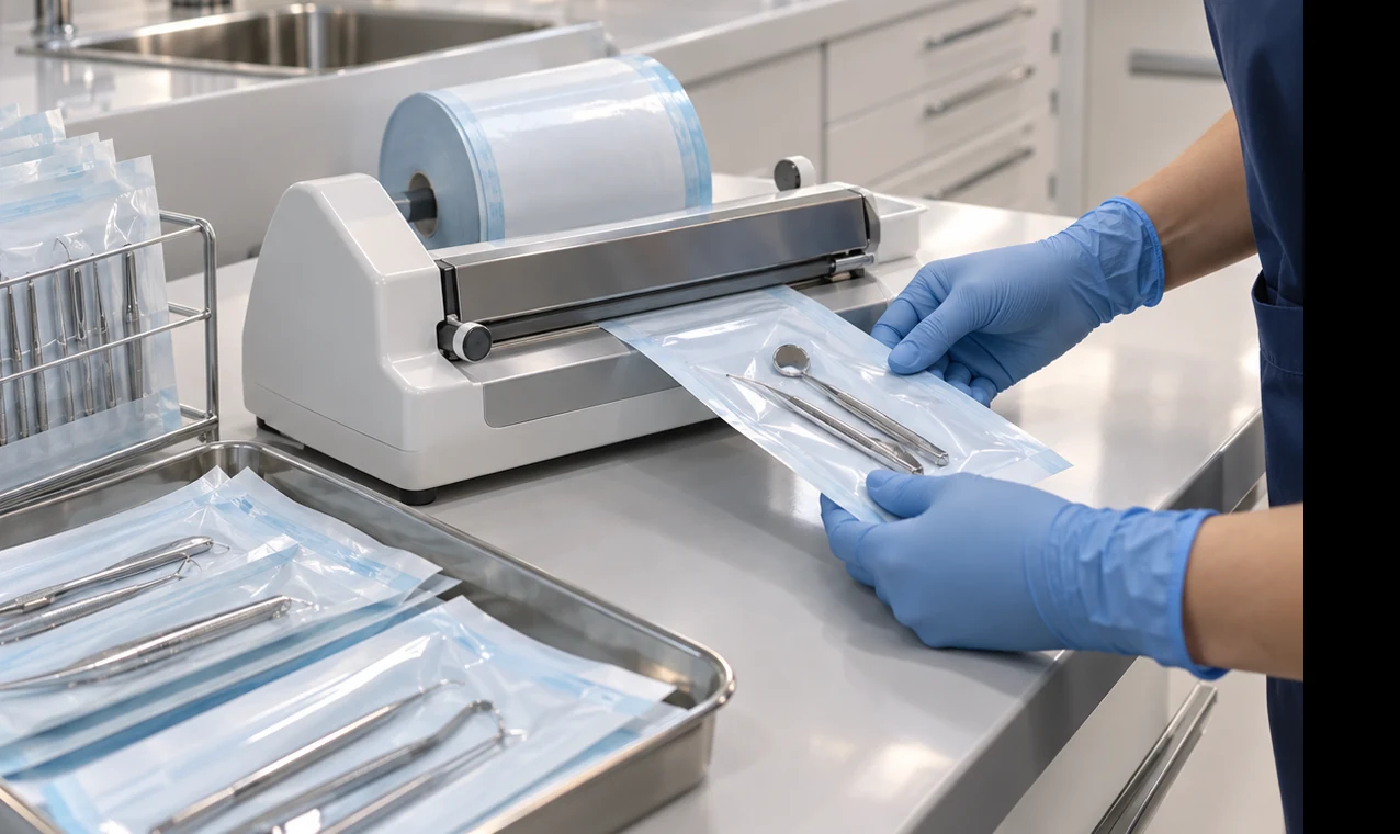 Dettaglio del confezionamento dello strumentario sterile
